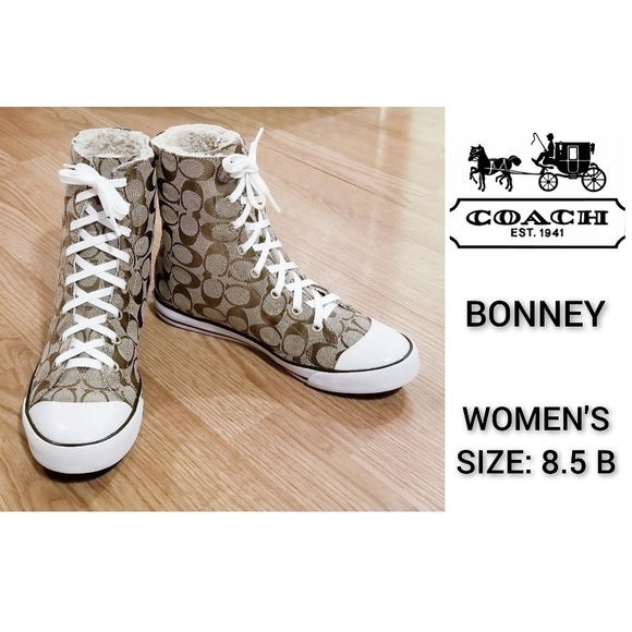 Coach Shoes - COACH Logo Bonney Hi-Top Sneakers
